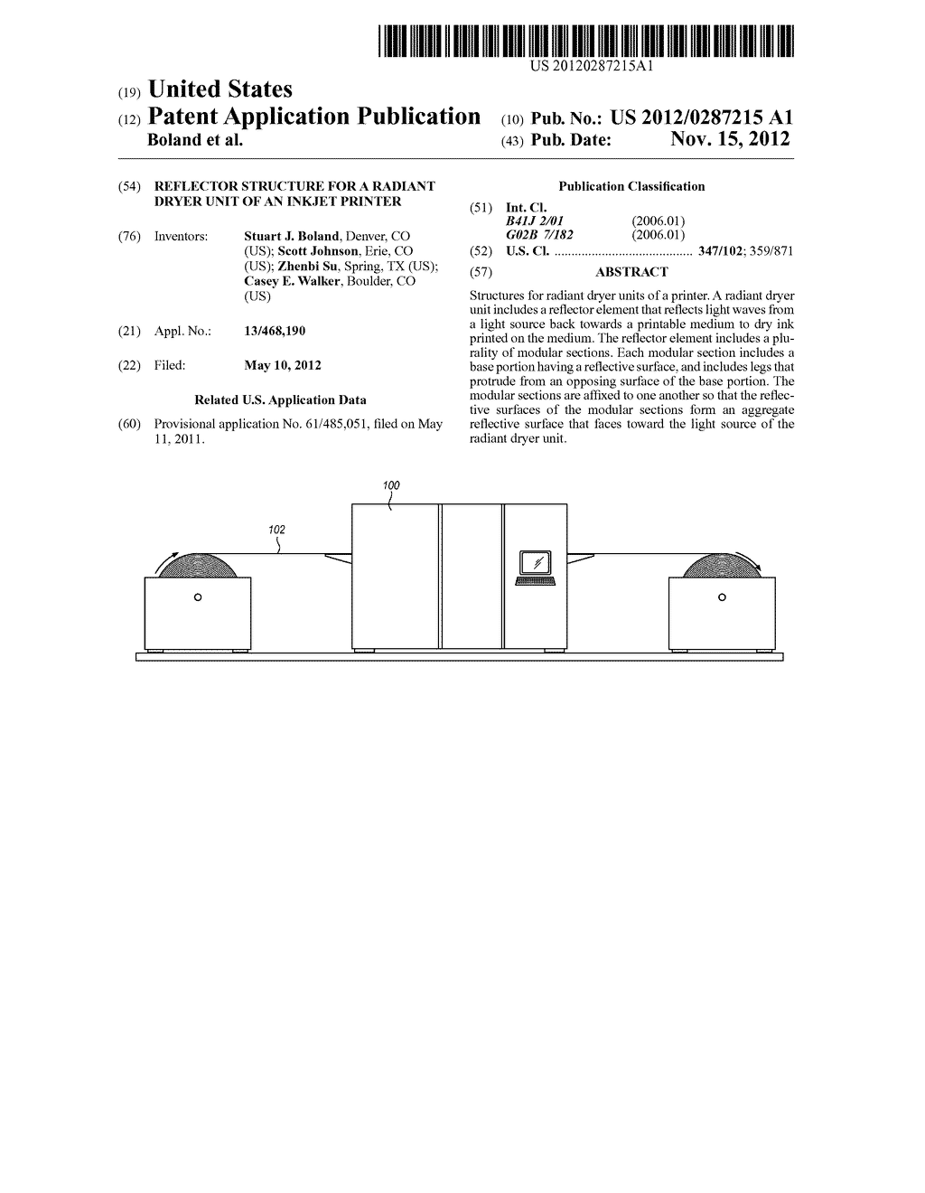 REFLECTOR STRUCTURE FOR A RADIANT DRYER UNIT OF AN INKJET PRINTER - diagram, schematic, and image 01