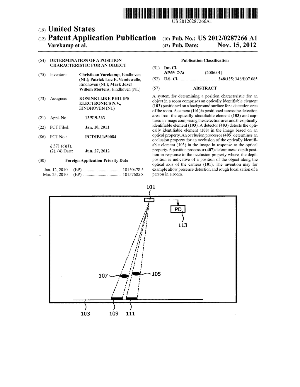 DETERMINATION OF A POSITION CHARACTERISTIC FOR AN OBJECT - diagram, schematic, and image 01