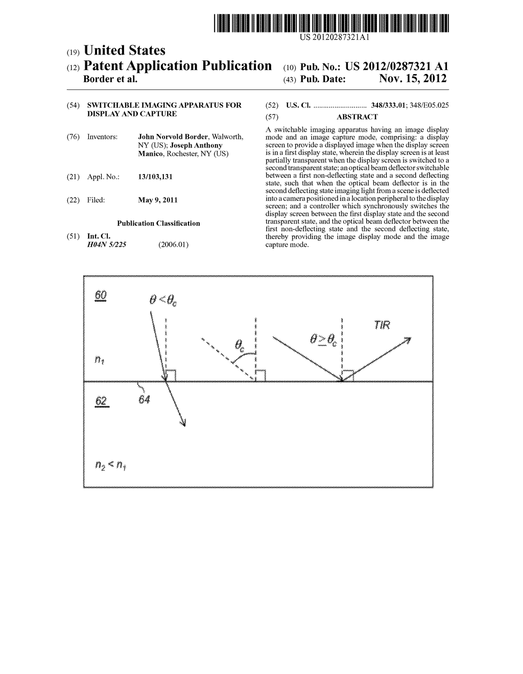 SWITCHABLE IMAGING APPARATUS FOR DISPLAY AND CAPTURE - diagram, schematic, and image 01