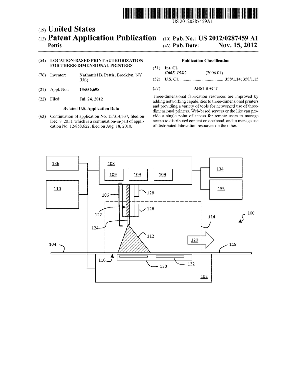 LOCATION-BASED PRINT AUTHORIZATION FOR THREE-DIMENSIONAL PRINTERS - diagram, schematic, and image 01