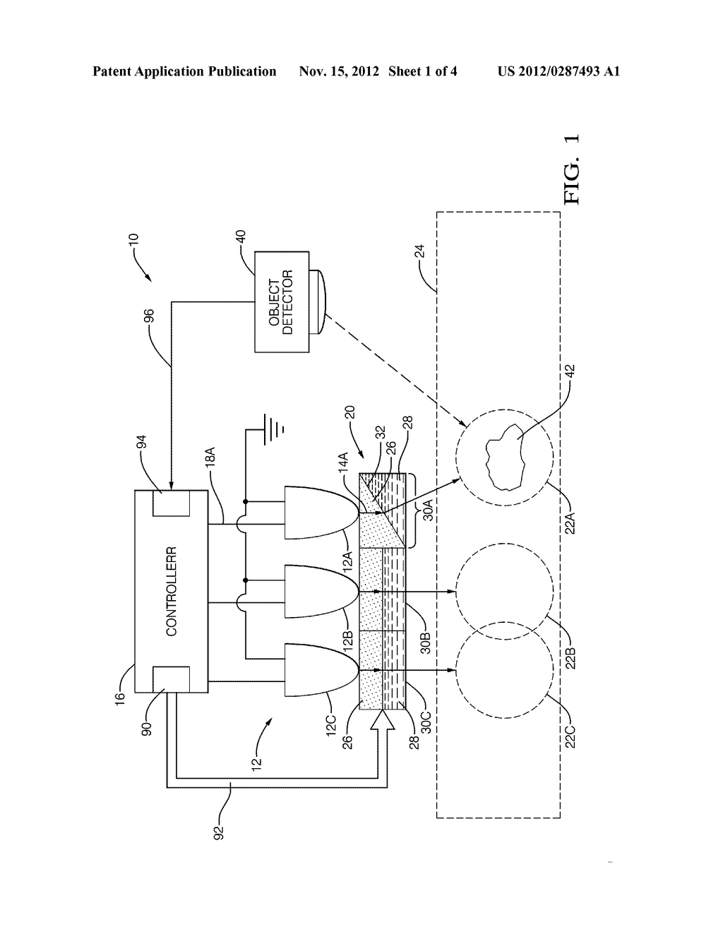 LIGHT DISTRIBUTION PATTERN CONTROL USING OBJECT DETECTION AND     ELECTROWETTING LENSES - diagram, schematic, and image 02