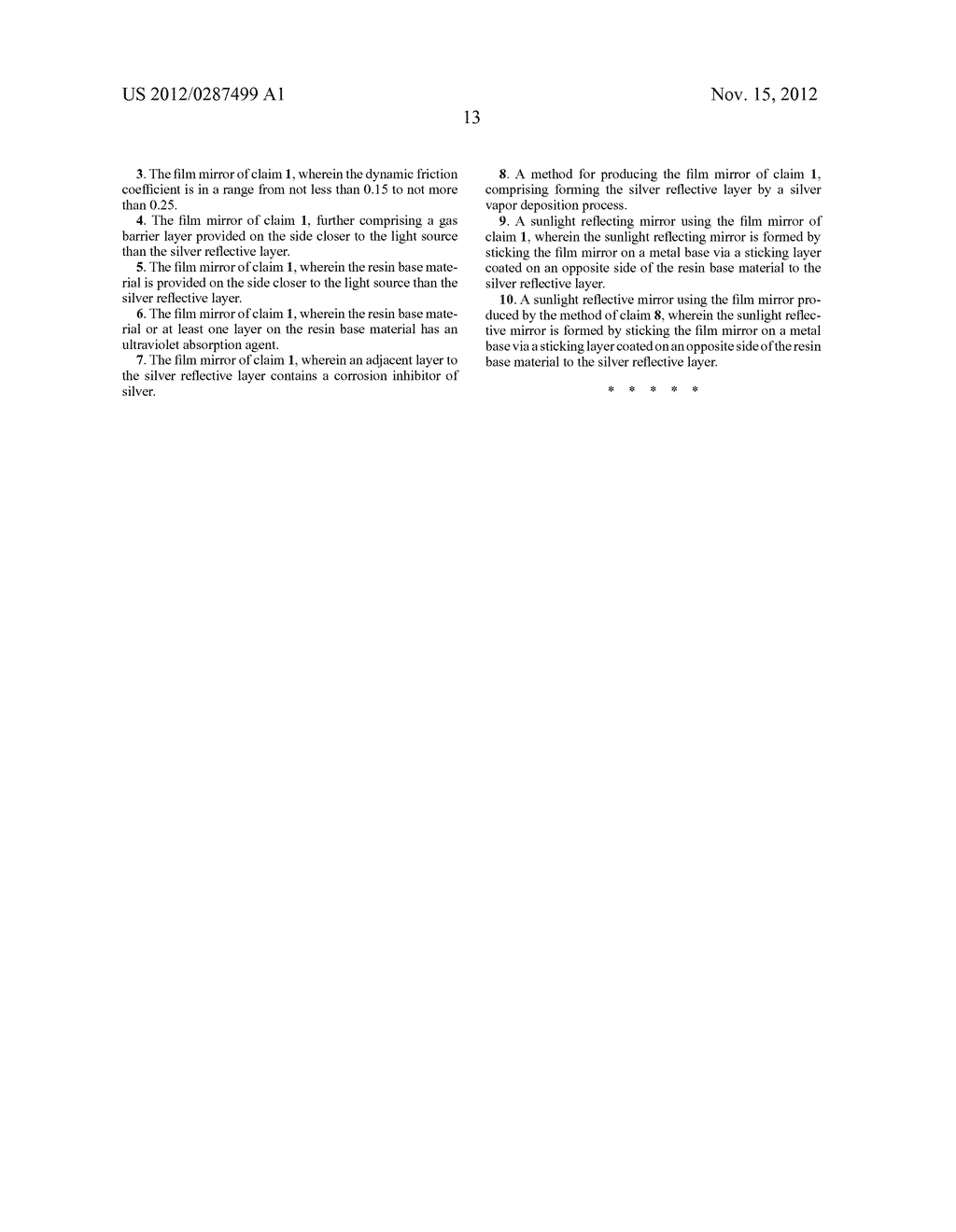 FILM MIRROR, METHOD FOR PRODUCING SAME, AND SUNLIGHT REFLECTING MIRROR - diagram, schematic, and image 23