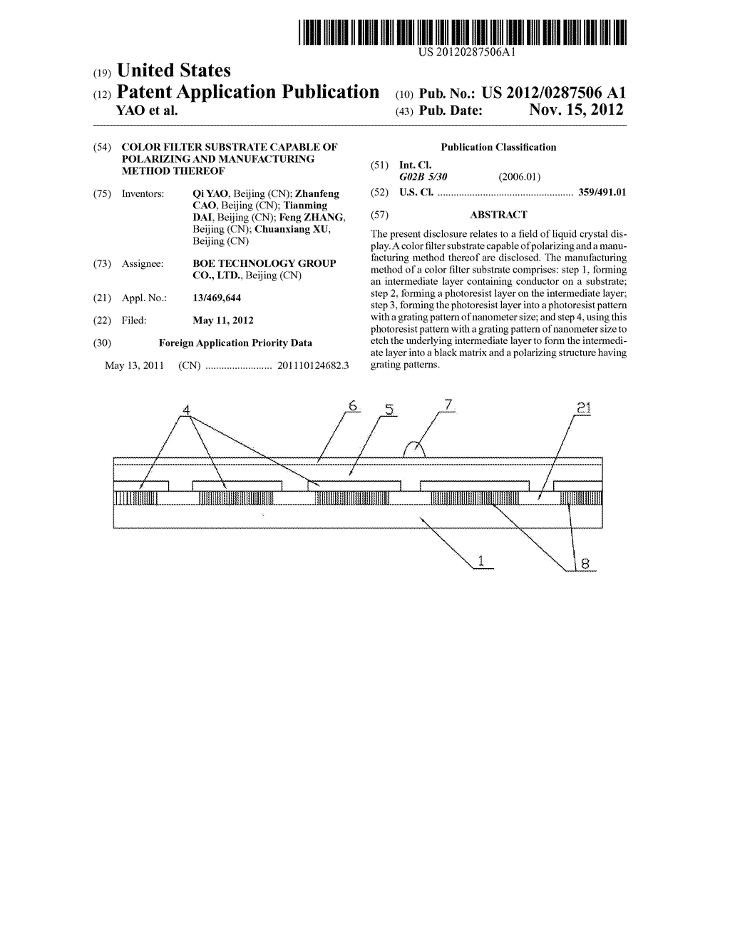 COLOR FILTER SUBSTRATE CAPABLE OF POLARIZING AND MANUFACTURING METHOD     THEREOF - diagram, schematic, and image 01