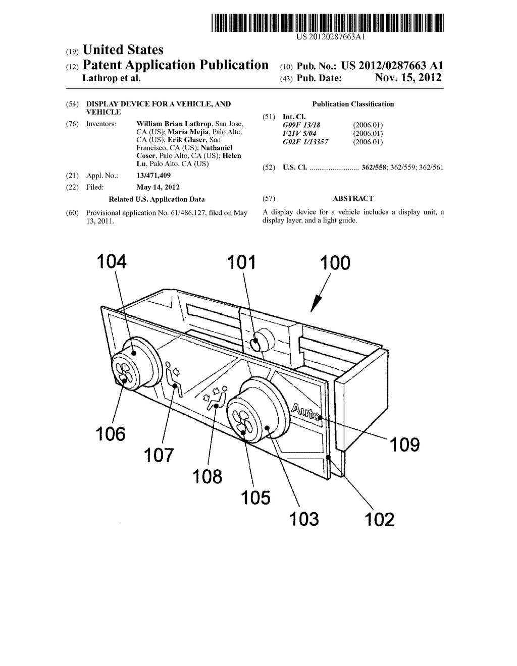 Display Device for a Vehicle, and Vehicle - diagram, schematic, and image 01