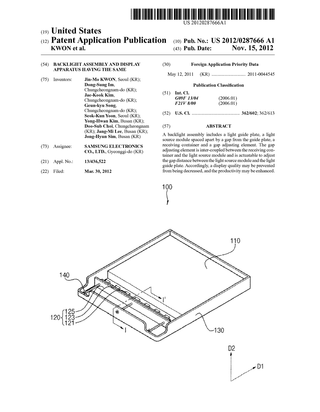 BACKLIGHT ASSEMBLY AND DISPLAY APPARATUS HAVING THE SAME - diagram, schematic, and image 01