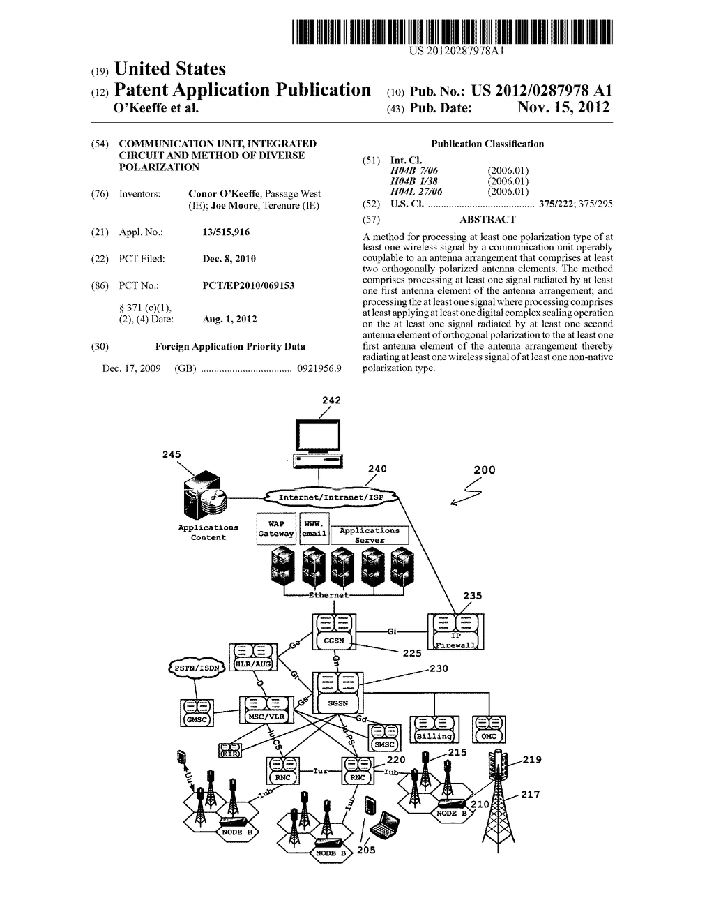 COMMUNICATION UNIT, INTEGRATED CIRCUIT AND METHOD OF DIVERSE POLARIZATION - diagram, schematic, and image 01