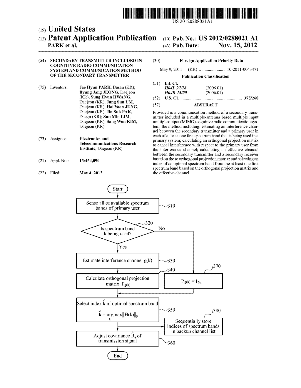 SECONDARY TRANSMITTER INCLUDED IN COGNITIVE RADIO COMMUNICATION SYSTEM AND     COMMUNICATION METHOD OF THE SECONDARY TRANSMITTER - diagram, schematic, and image 01