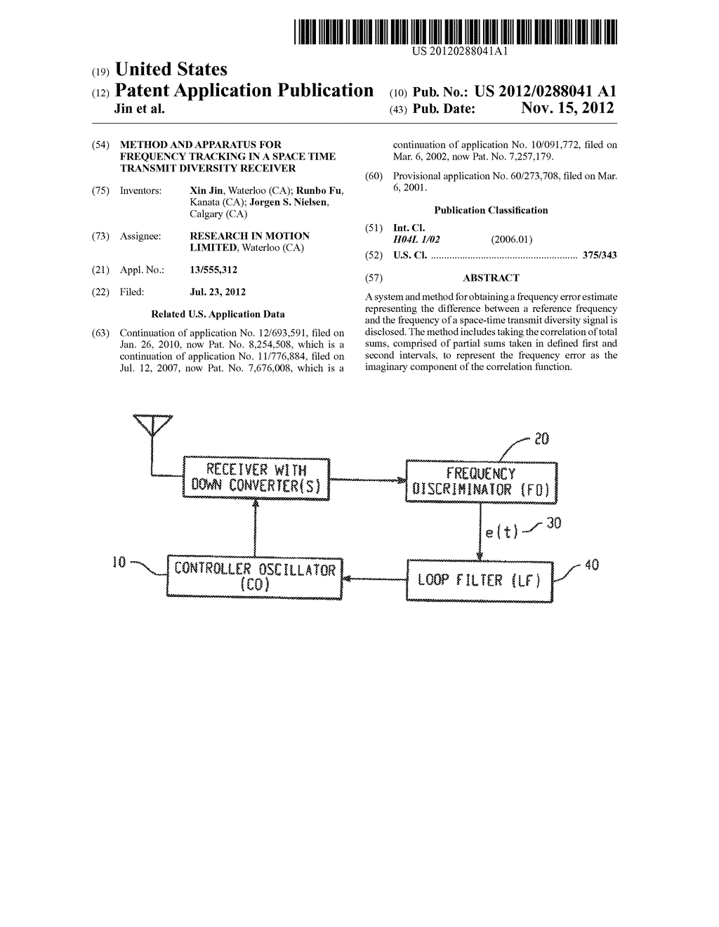 Method And Apparatus For Frequency Tracking In A Space Time Transmit     Diversity Receiver - diagram, schematic, and image 01