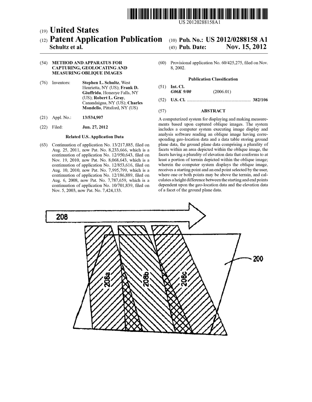 Method and Apparatus for Capturing, Geolocating and Measuring Oblique     Images - diagram, schematic, and image 01