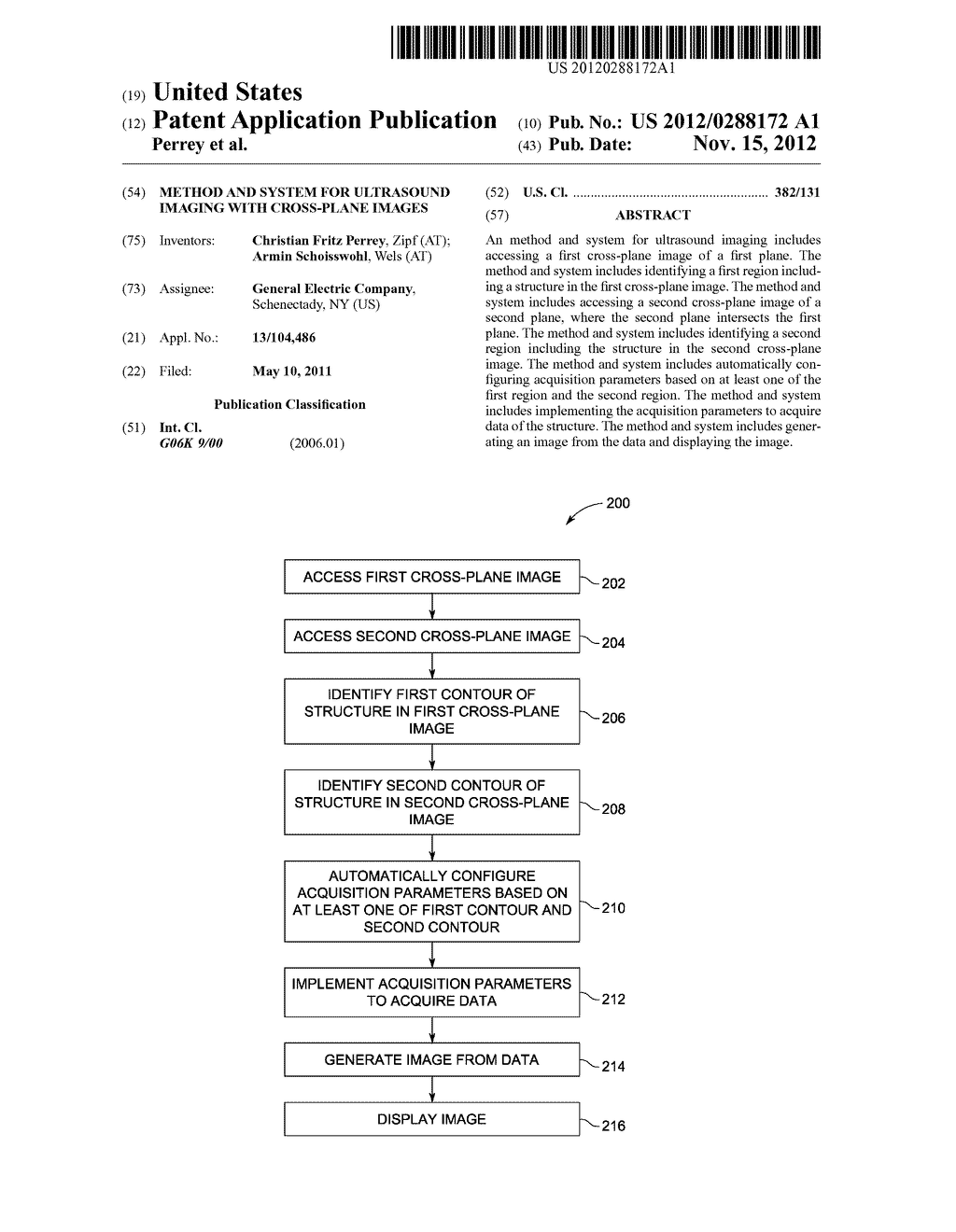 METHOD AND SYSTEM FOR ULTRASOUND IMAGING WITH CROSS-PLANE IMAGES - diagram, schematic, and image 01