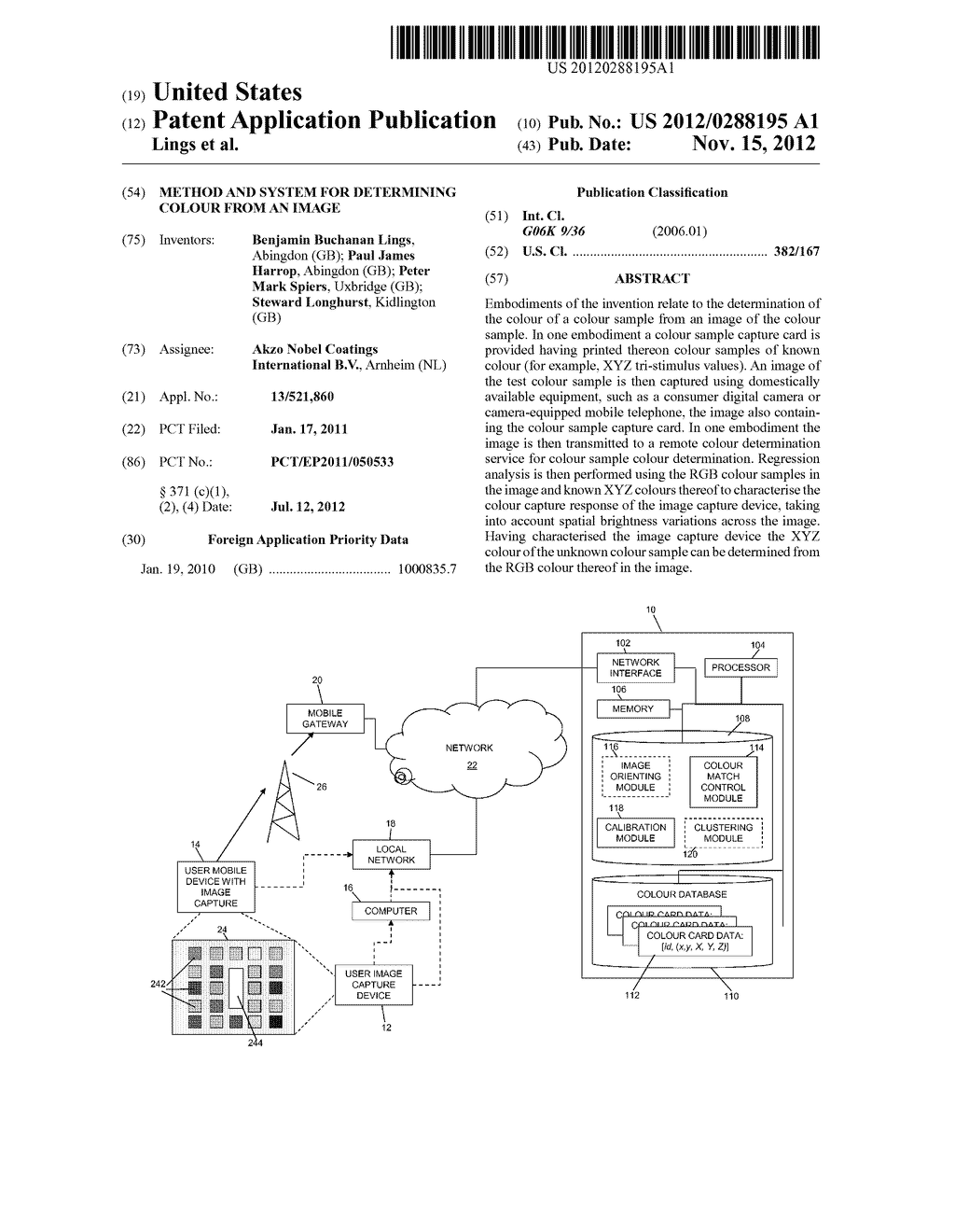 METHOD AND SYSTEM FOR DETERMINING COLOUR FROM AN IMAGE - diagram, schematic, and image 01