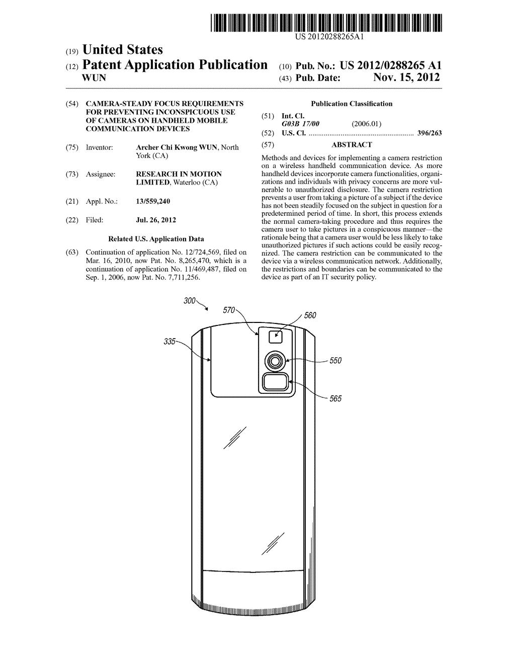 CAMERA-STEADY FOCUS REQUIREMENTS FOR PREVENTING INCONSPICUOUS USE OF     CAMERAS ON HANDHELD MOBILE COMMUNICATION DEVICES - diagram, schematic, and image 01