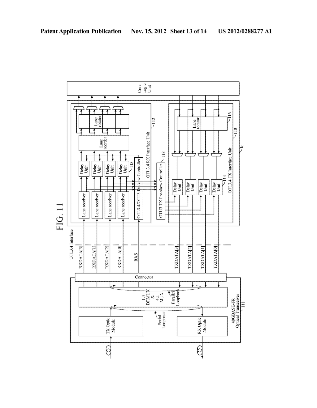 TRANSMISSION APPARATUS AND METHOD FOR SERIAL AND PARALLEL CHANNEL     INTERWORKING IN OPTICAL TRANSPORT NETWORK - diagram, schematic, and image 14