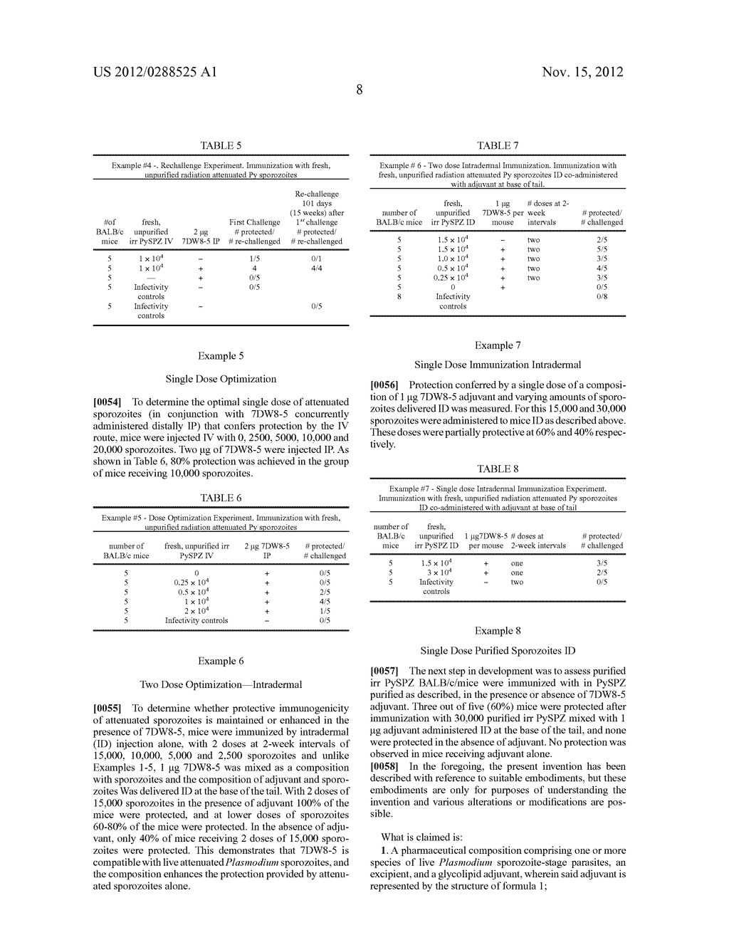 PHARMACEUTICAL COMPOSITIONS COMPRISING ATTENUATED PLASMODIUM SPOROZOITES     AND GLYCOLIPID ADJUVANTS - diagram, schematic, and image 10