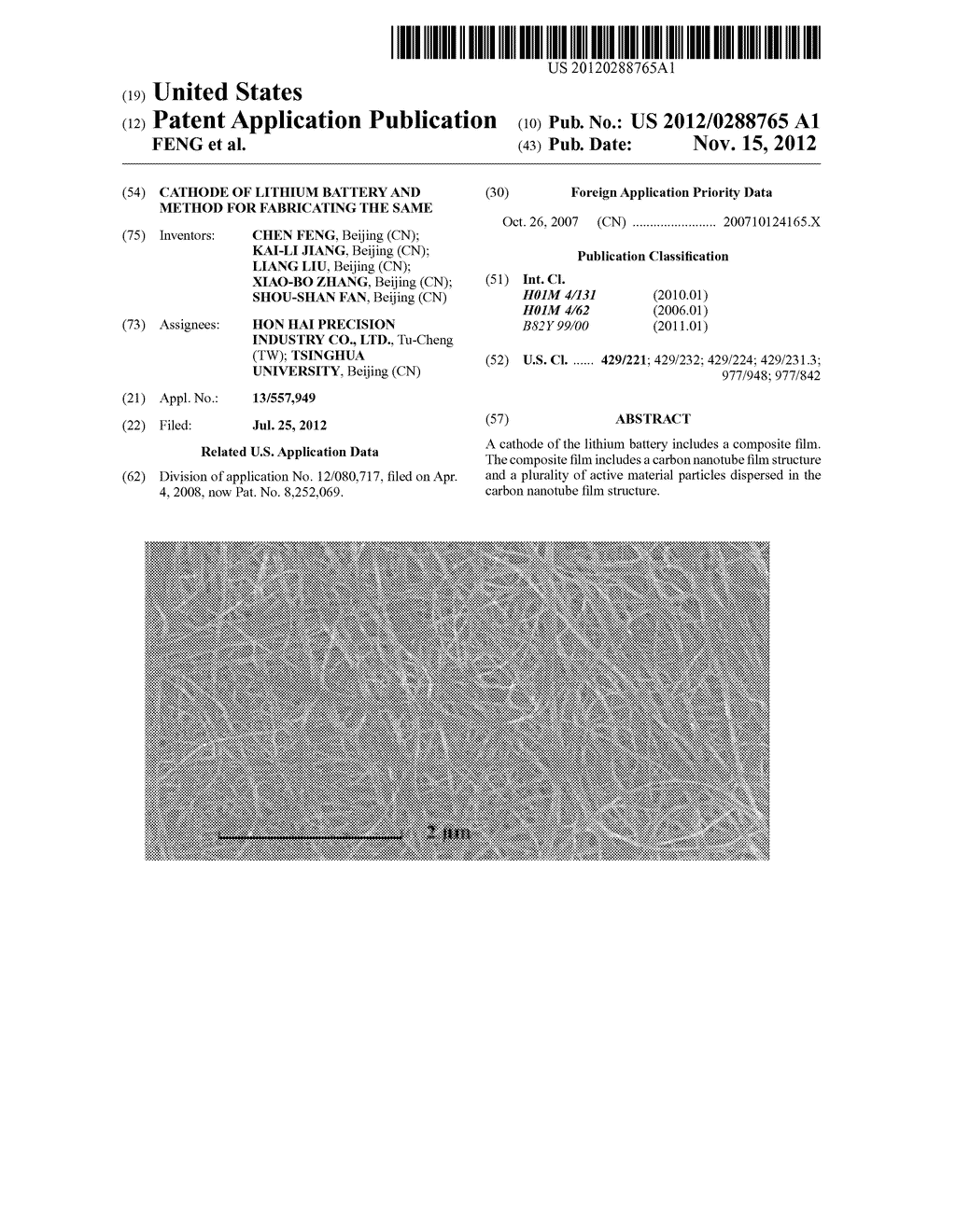 CATHODE OF LITHIUM BATTERY AND METHOD FOR FABRICATING THE SAME - diagram, schematic, and image 01