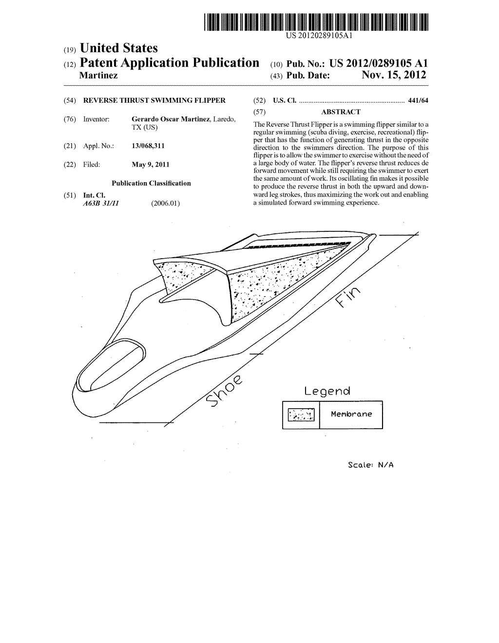 Reverse thrust swimming flipper - diagram, schematic, and image 01