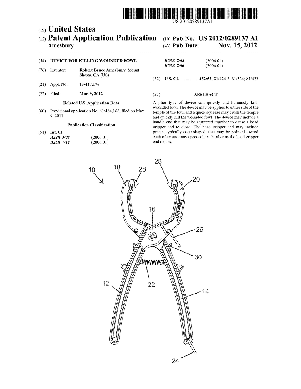 DEVICE FOR KILLING WOUNDED FOWL - diagram, schematic, and image 01