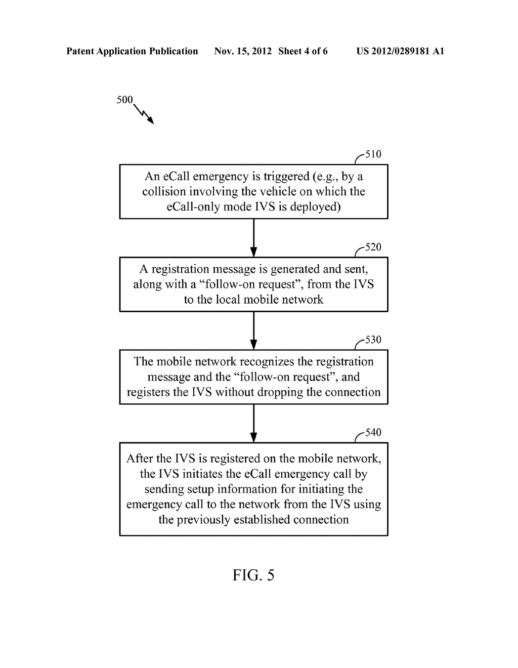 IN-VEHICLE EMERGENCY CALL SERVICE REGISTRATION AND CALL SETUP USING     FOLLOW-ON REQUEST - diagram, schematic, and image 05