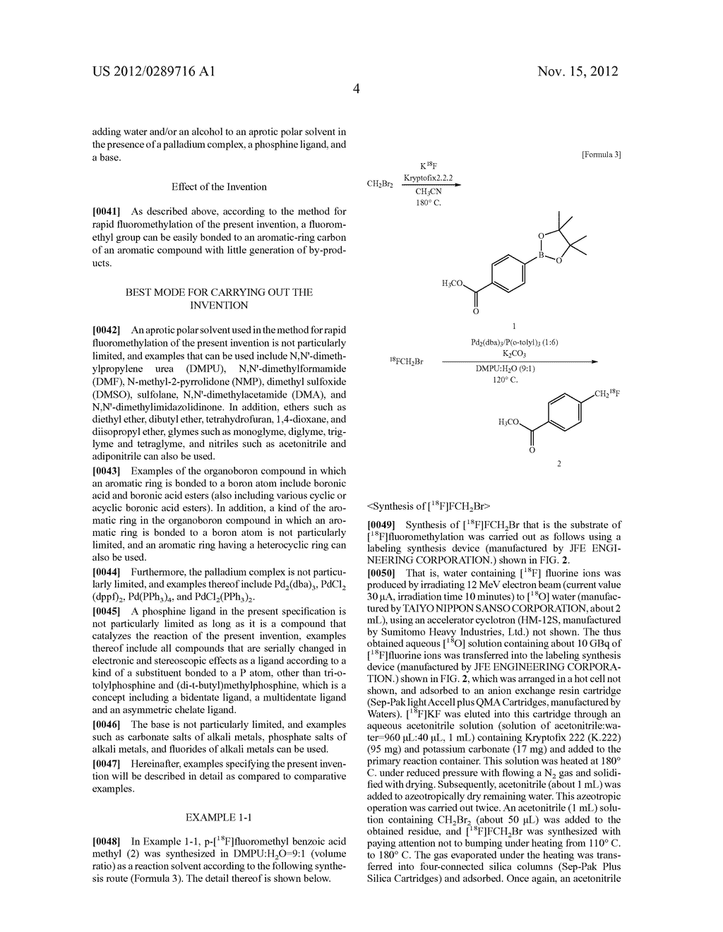 METHOD FOR HIGH-SPEED FLUOROMETHYLATION AND PROCESS FOR PREPARATION OF PET     TRACER USING SAME - diagram, schematic, and image 16