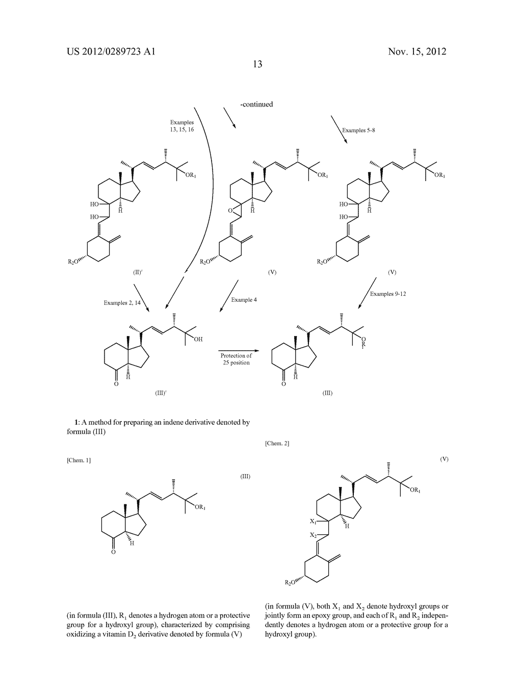 METHOD FOR PREPARING INDENE DERIVATIVES, AND INTERMEDIATES FOR PREPARATION     OF DERIVATIVES - diagram, schematic, and image 14