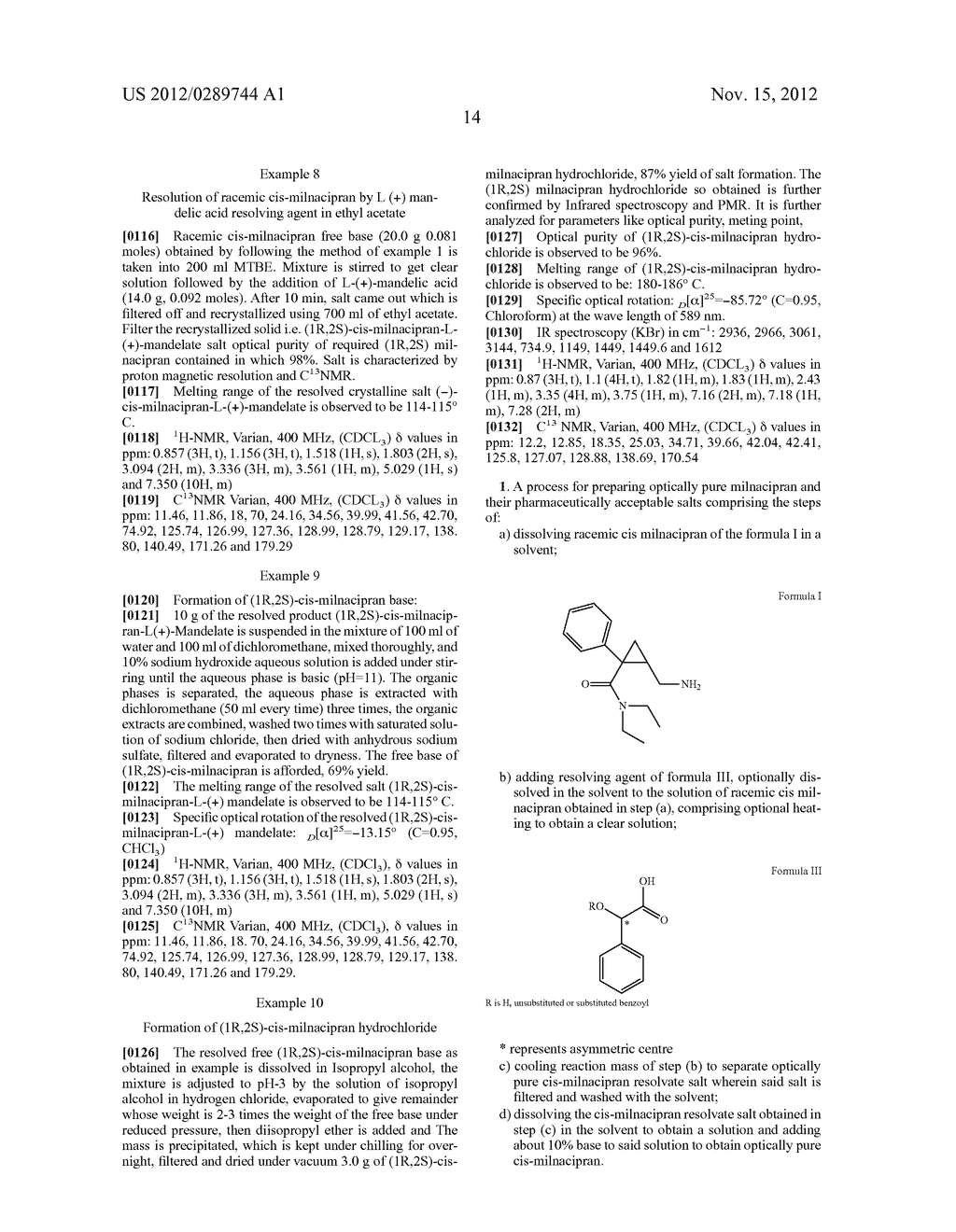 PROCESS FOR PREPARING OPTICALLY PURE MILNACIPRAN AND ITS PHARMACEUTICALLY     ACCEPTABLE SALTS - diagram, schematic, and image 15