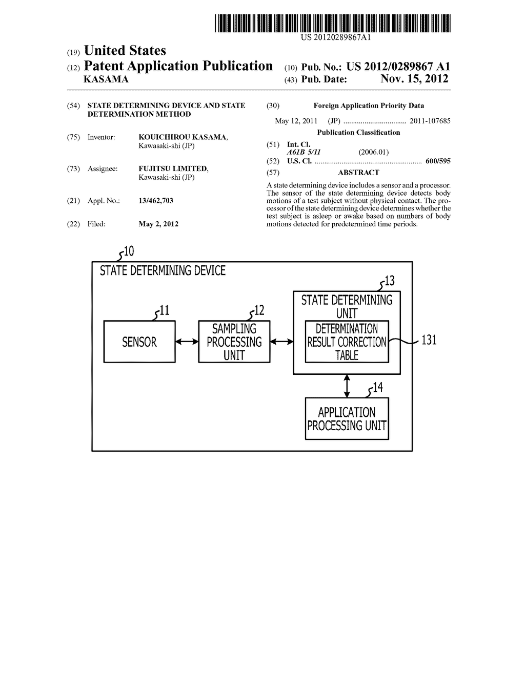 STATE DETERMINING DEVICE AND STATE DETERMINATION METHOD - diagram, schematic, and image 01