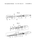 APPARATUS FOR ESTABLISHING THE PENETRATION DEPTH OF A TUBULAR OR     ROD-SHAPED SLIDING PART IN AN ACCOMMODATION PART AND MEDICAL HANDPIECE     USING SUCH APPARATUSES diagram and image