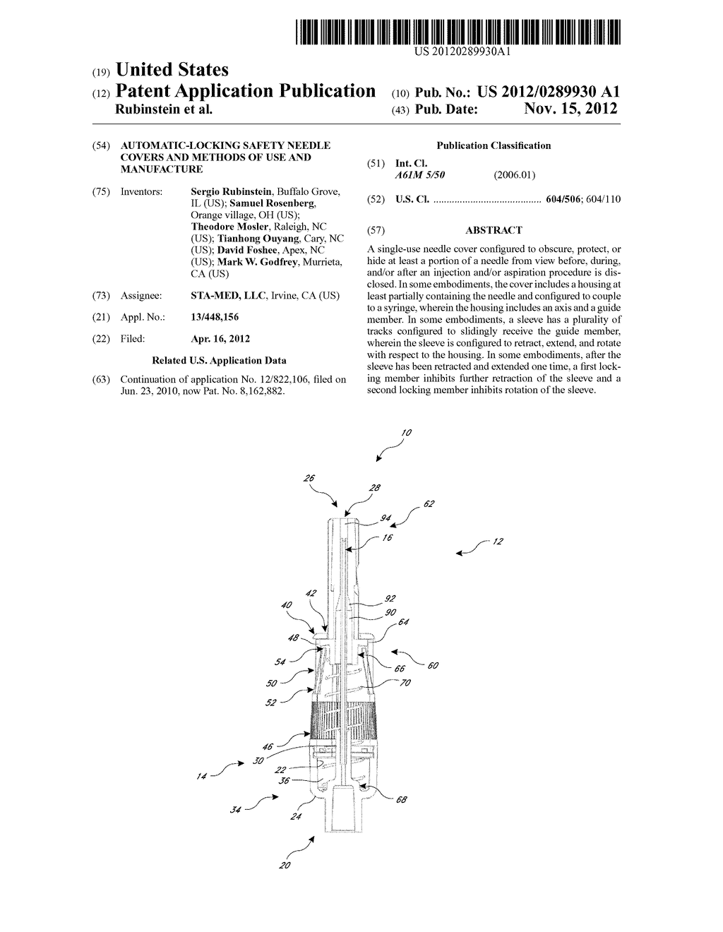 AUTOMATIC-LOCKING SAFETY NEEDLE COVERS AND METHODS OF USE AND MANUFACTURE - diagram, schematic, and image 01