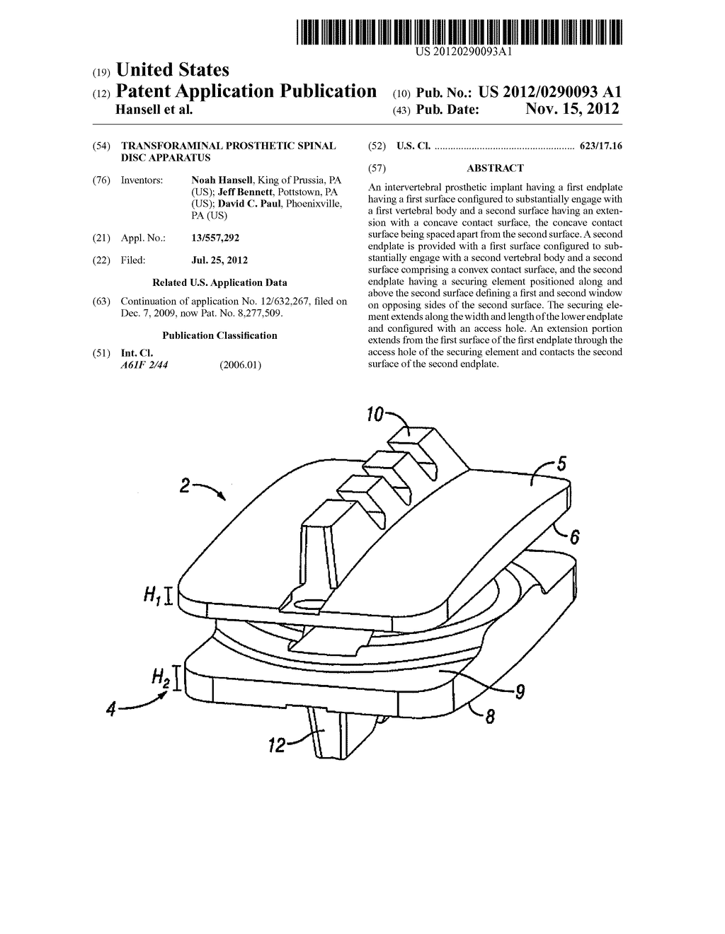 Transforaminal Prosthetic Spinal Disc Apparatus - diagram, schematic, and image 01