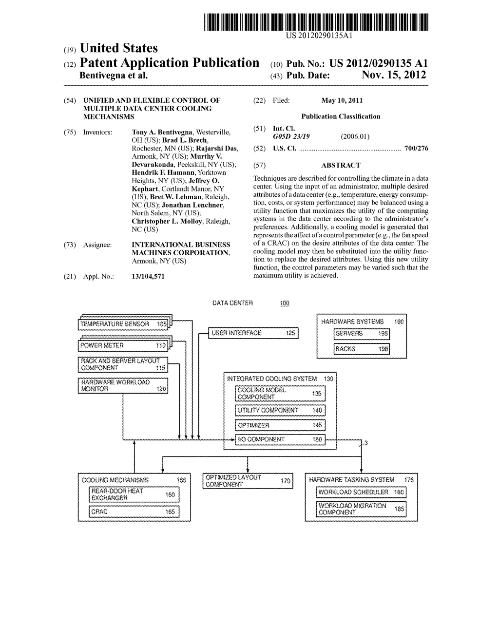 UNIFIED AND FLEXIBLE CONTROL OF MULTIPLE DATA CENTER COOLING MECHANISMS - diagram, schematic, and image 01