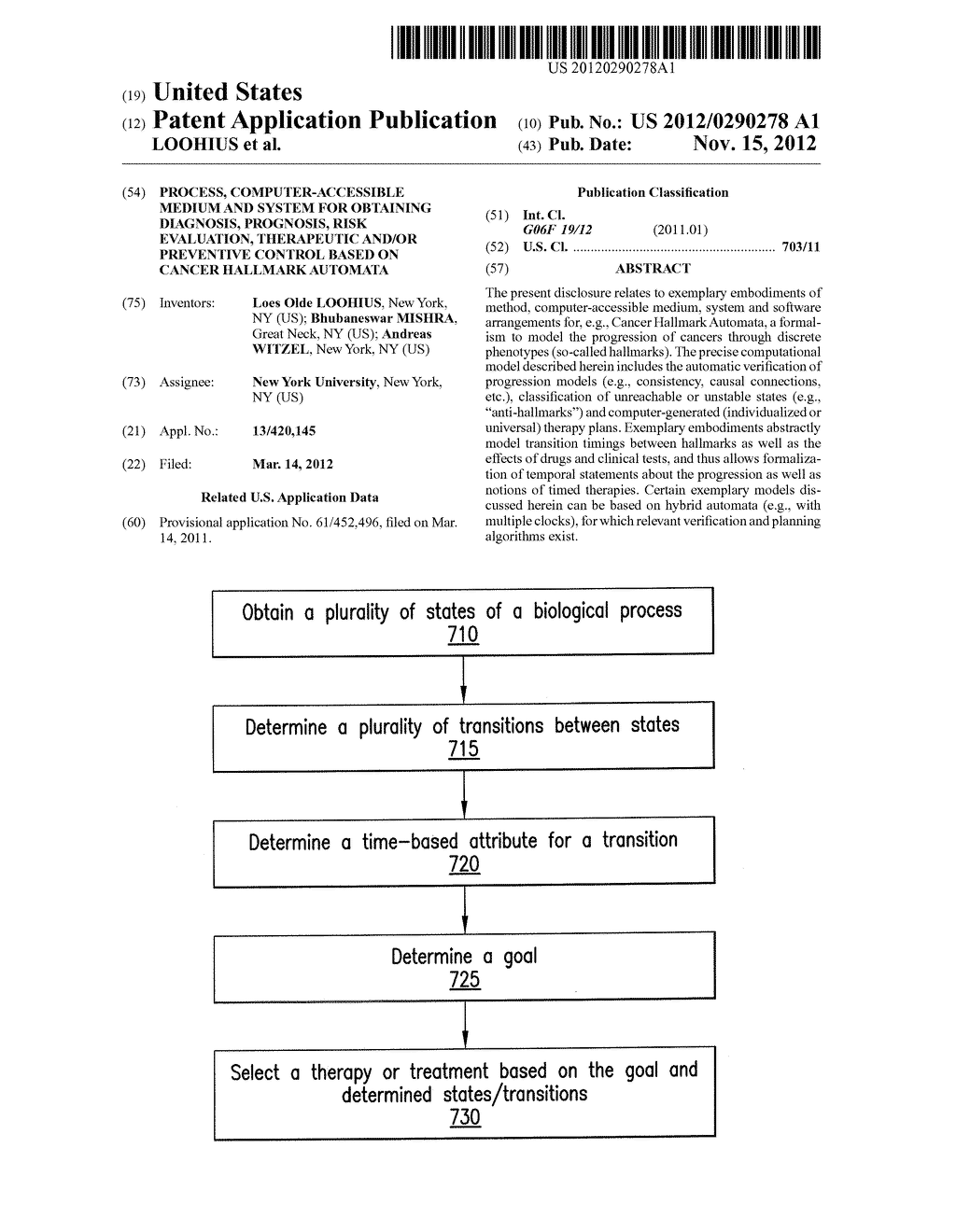 PROCESS, COMPUTER-ACCESSIBLE MEDIUM AND SYSTEM FOR OBTAINING DIAGNOSIS,     PROGNOSIS, RISK EVALUATION, THERAPEUTIC AND/OR PREVENTIVE CONTROL BASED     ON CANCER HALLMARK AUTOMATA - diagram, schematic, and image 01