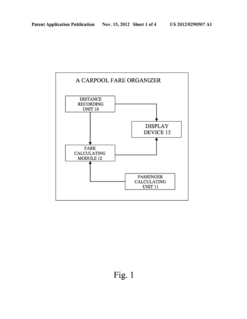 CARPOOL FARE ORGANIZER AND METHOD FOR GENERATING CARPOOL FARES - diagram, schematic, and image 02