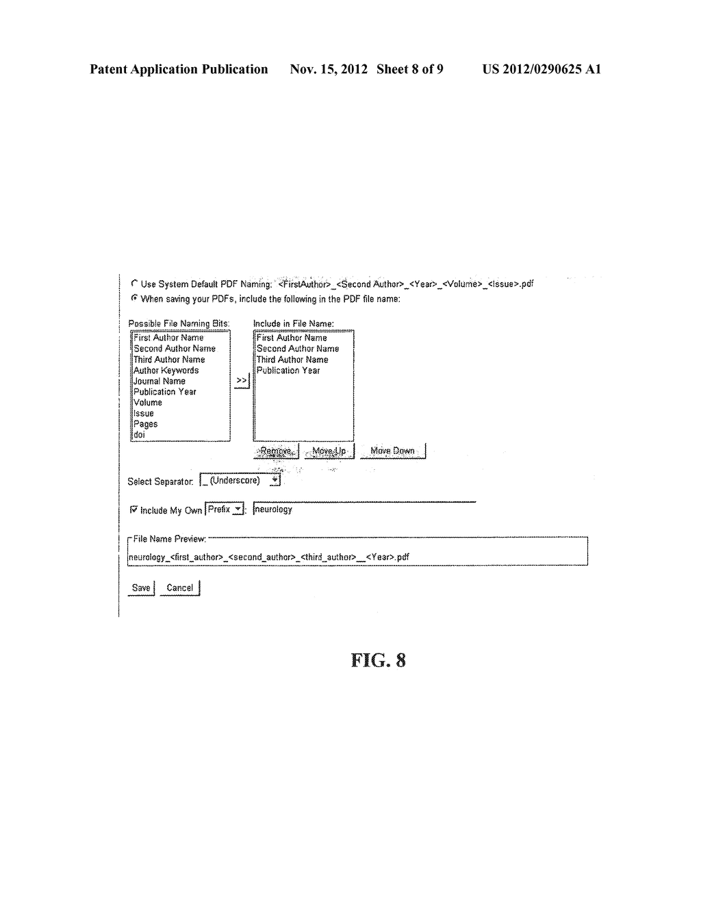 SYSTEMS AND METHODS FOR SAVING AND APPLYING USER-SPECIFIED FILE NAMING     CONVENTIONS - diagram, schematic, and image 09