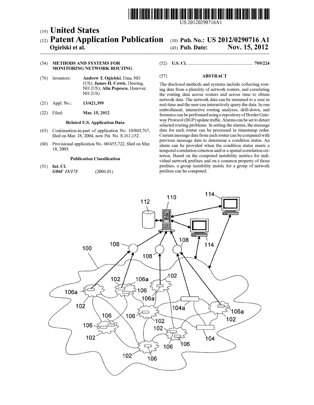 METHODS AND SYSTEMS FOR MONITORING NETWORK ROUTING - diagram, schematic, and image 01