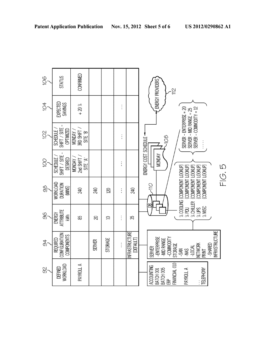 OPTIMIZING ENERGY CONSUMPTION UTILIZED FOR WORKLOAD PROCESSING IN A     NETWORKED COMPUTING ENVIRONMENT - diagram, schematic, and image 06