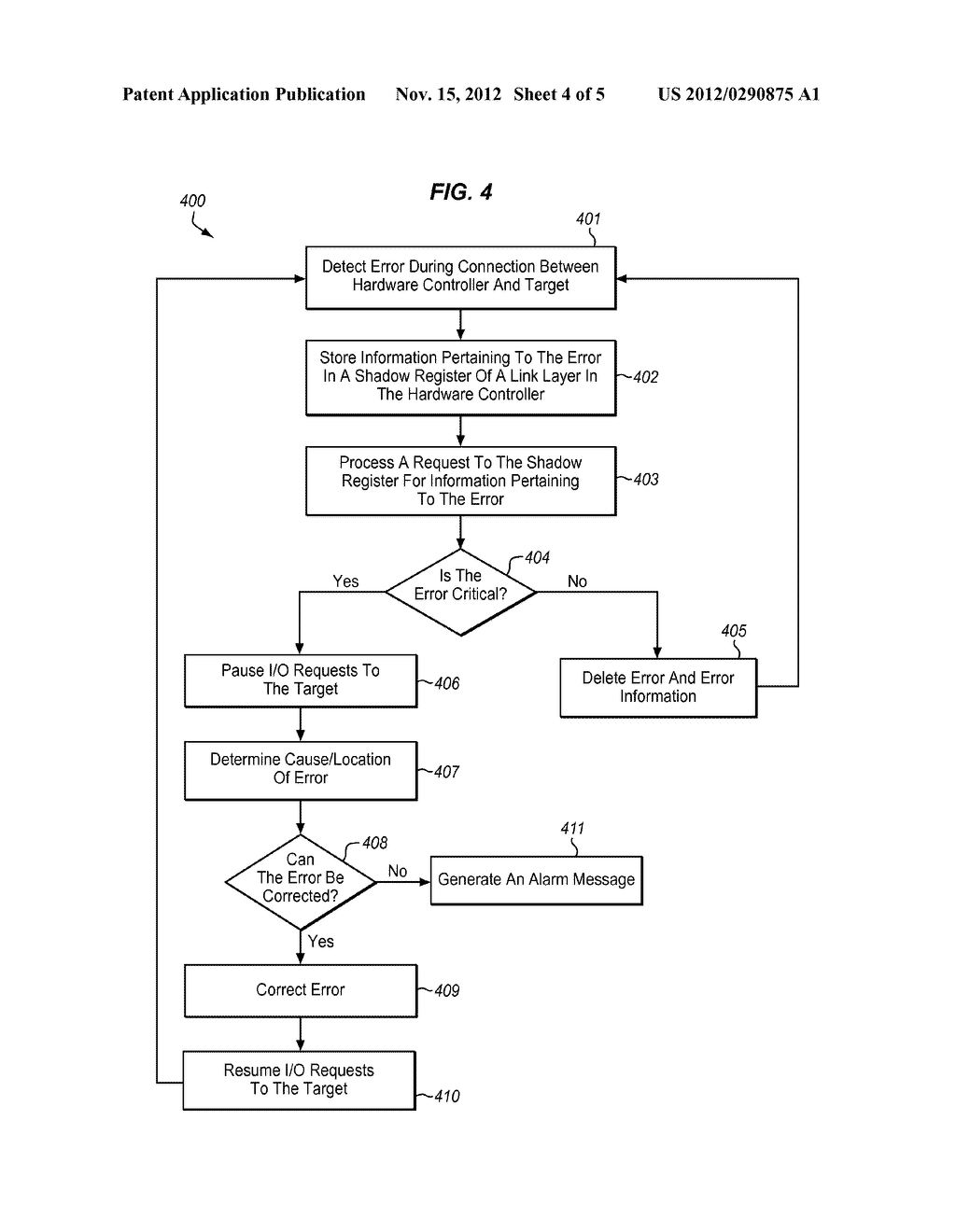 METHODS AND STRUCTURE FOR STORING ERRORS FOR ERROR RECOVERY IN A HARDWARE     CONTROLLER - diagram, schematic, and image 05