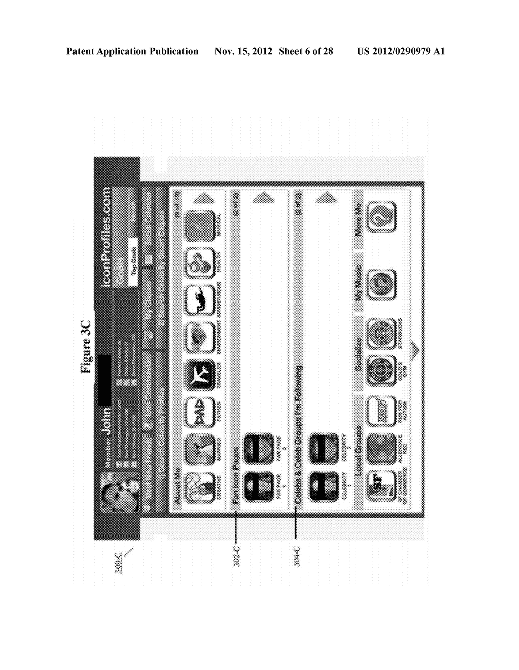 SYSTEM AND METHOD FOR AN INTERACTIVE MOBILE-OPTIMIZED ICON-BASED PROFILE     DISPLAY AND ASSOCIATED PUBLIC FIGURE SOCIAL NETWORK FUNCTIONALITY - diagram, schematic, and image 07