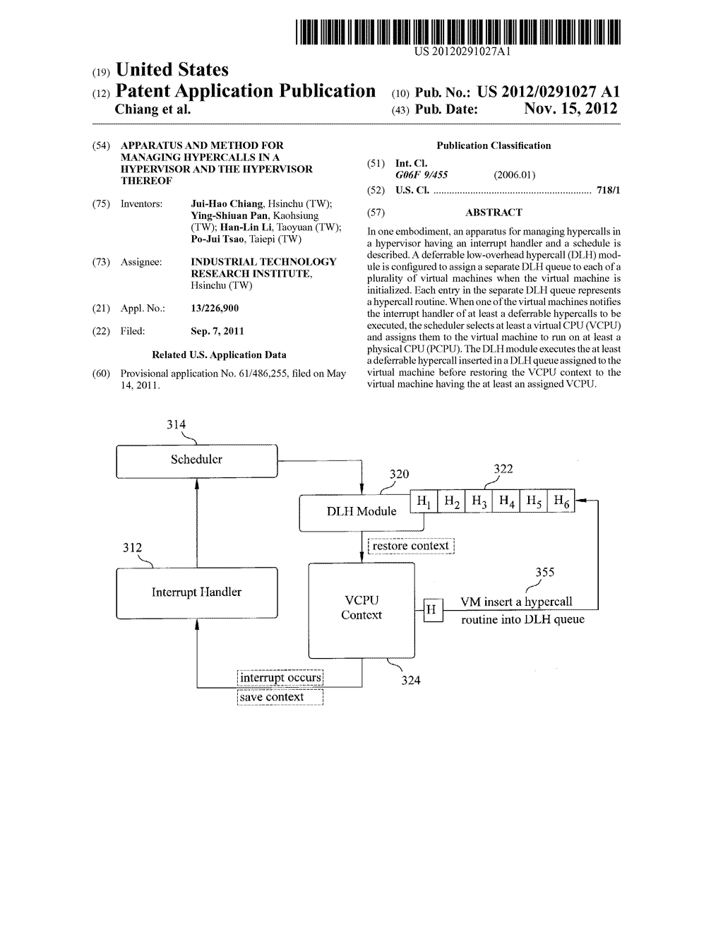 APPARATUS AND METHOD FOR MANAGING HYPERCALLS IN A HYPERVISOR AND THE     HYPERVISOR THEREOF - diagram, schematic, and image 01