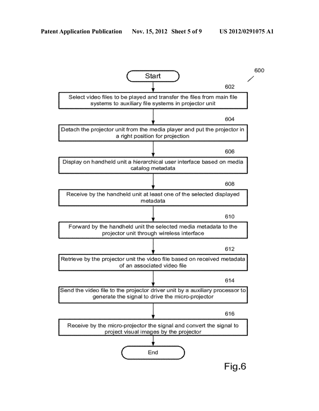 Handheld Media and Communication Device with a Detachable Projector for     Sharing Media Assets in a Group - diagram, schematic, and image 06