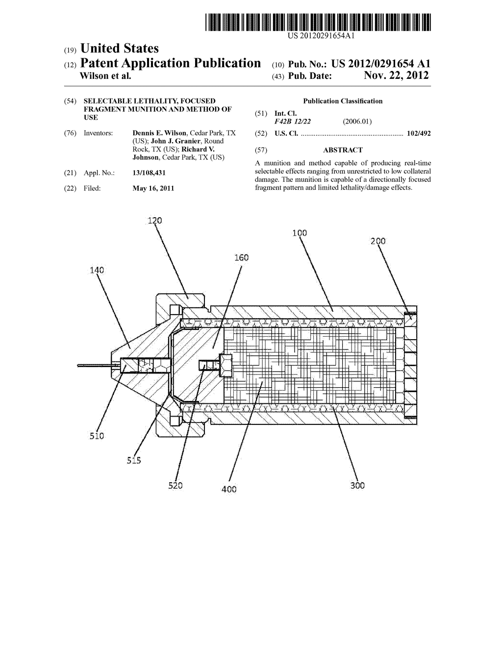 SELECTABLE LETHALITY, FOCUSED FRAGMENT MUNITION AND METHOD OF USE - diagram, schematic, and image 01