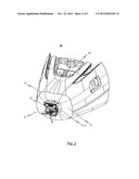 DEVICE FOR THE ON-DEMAND SEALING OF AN OPENING PROVIDED IN THE FRONTAL     REGION OF A TRACK-GUIDED VEHICLE, A FRONT NOSE MODULE HAVING SUCH A     DEVICE, AND A TRACK-GUIDED VEHICLE HAVING SUCH A FRONT NOSE MODULE diagram and image