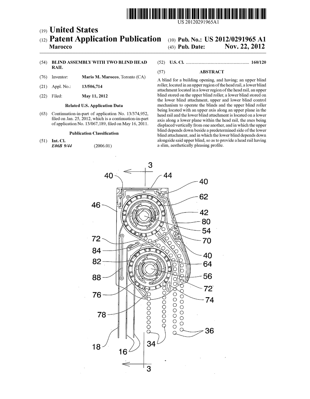 Blind assembly with two blind head rail - diagram, schematic, and image 01