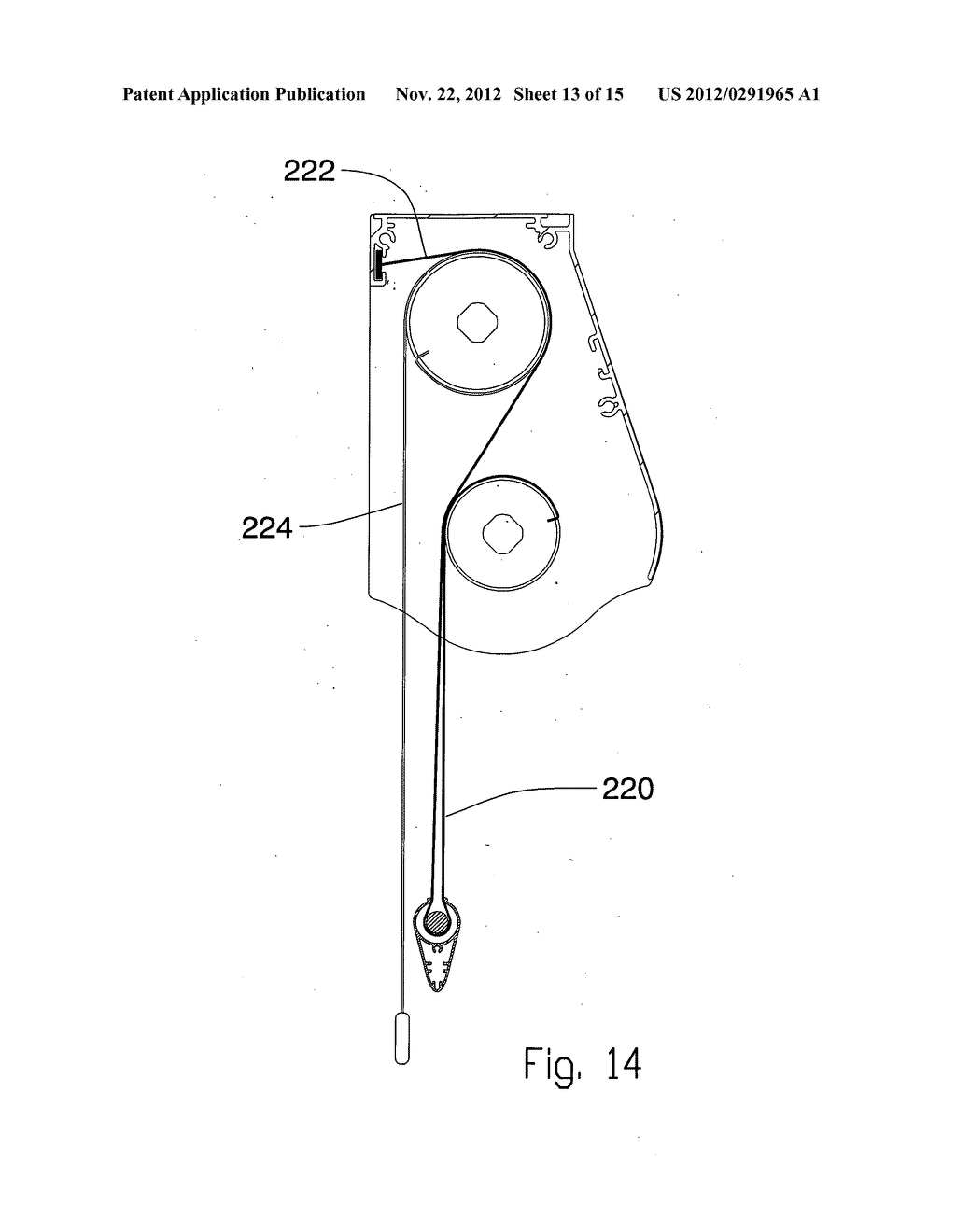 Blind assembly with two blind head rail - diagram, schematic, and image 14