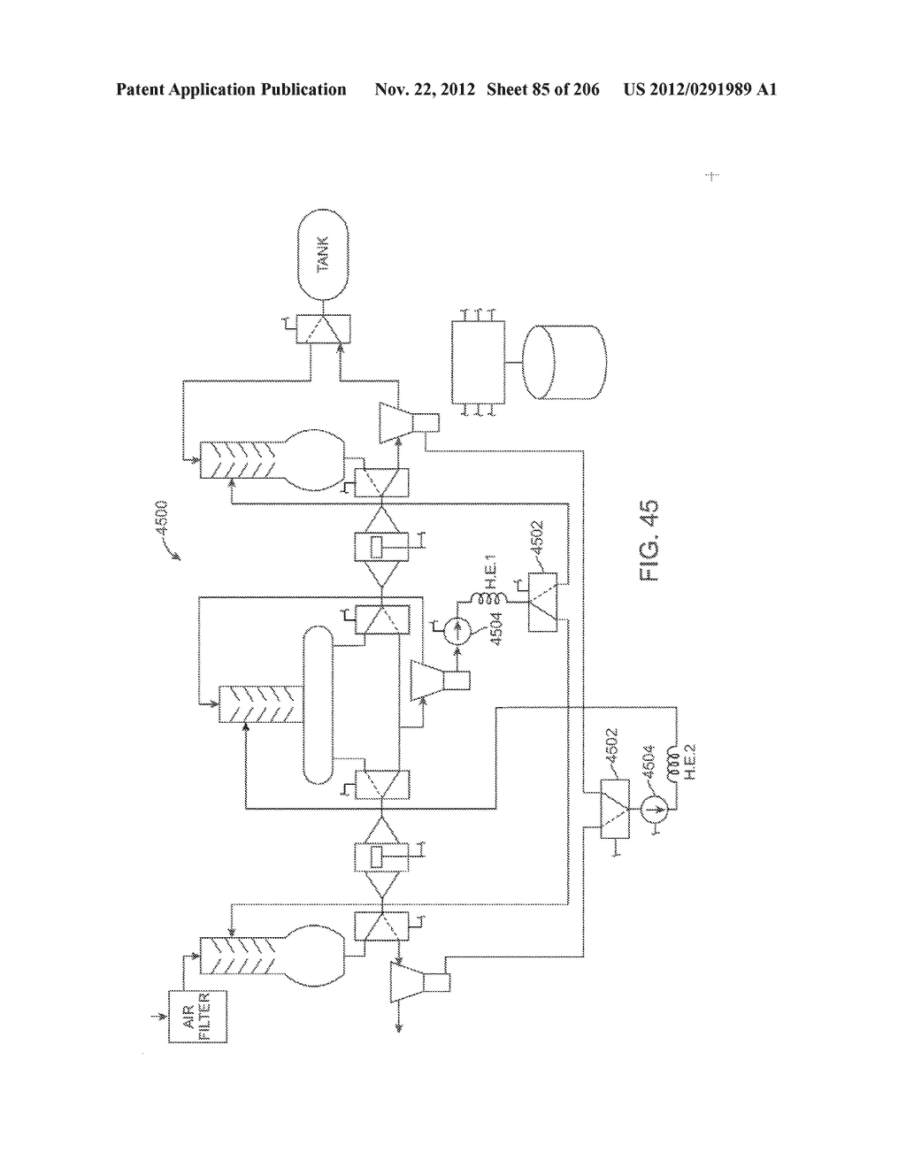 COMPRESSED AIR ENERGY STORAGE SYSTEM UTILIZING TWO-PHASE FLOW TO     FACILITATE HEAT EXCHANGE - diagram, schematic, and image 86