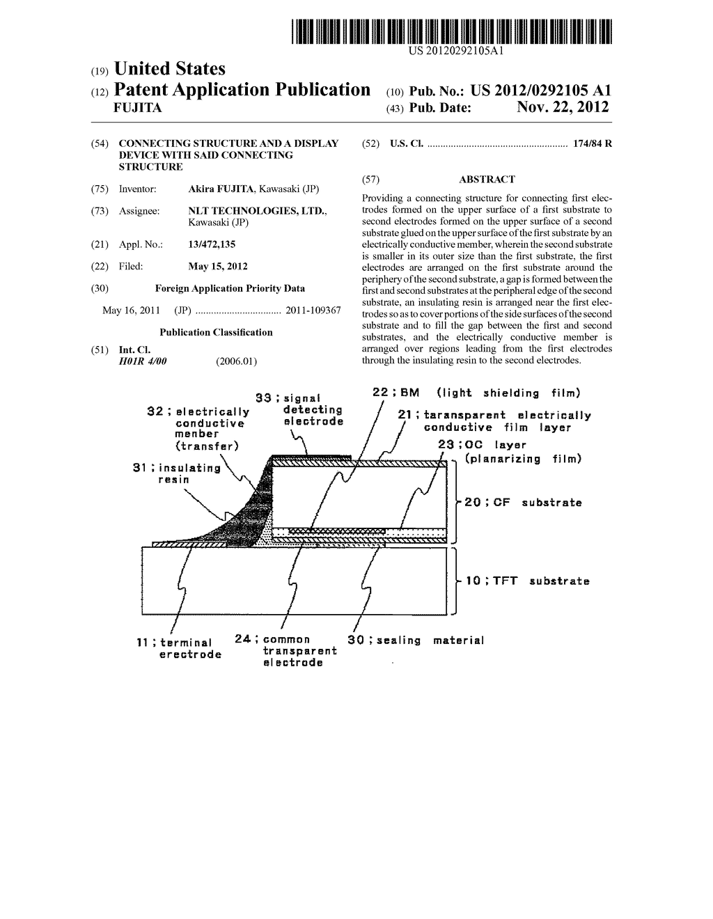 CONNECTING STRUCTURE AND A DISPLAY DEVICE WITH SAID CONNECTING STRUCTURE - diagram, schematic, and image 01