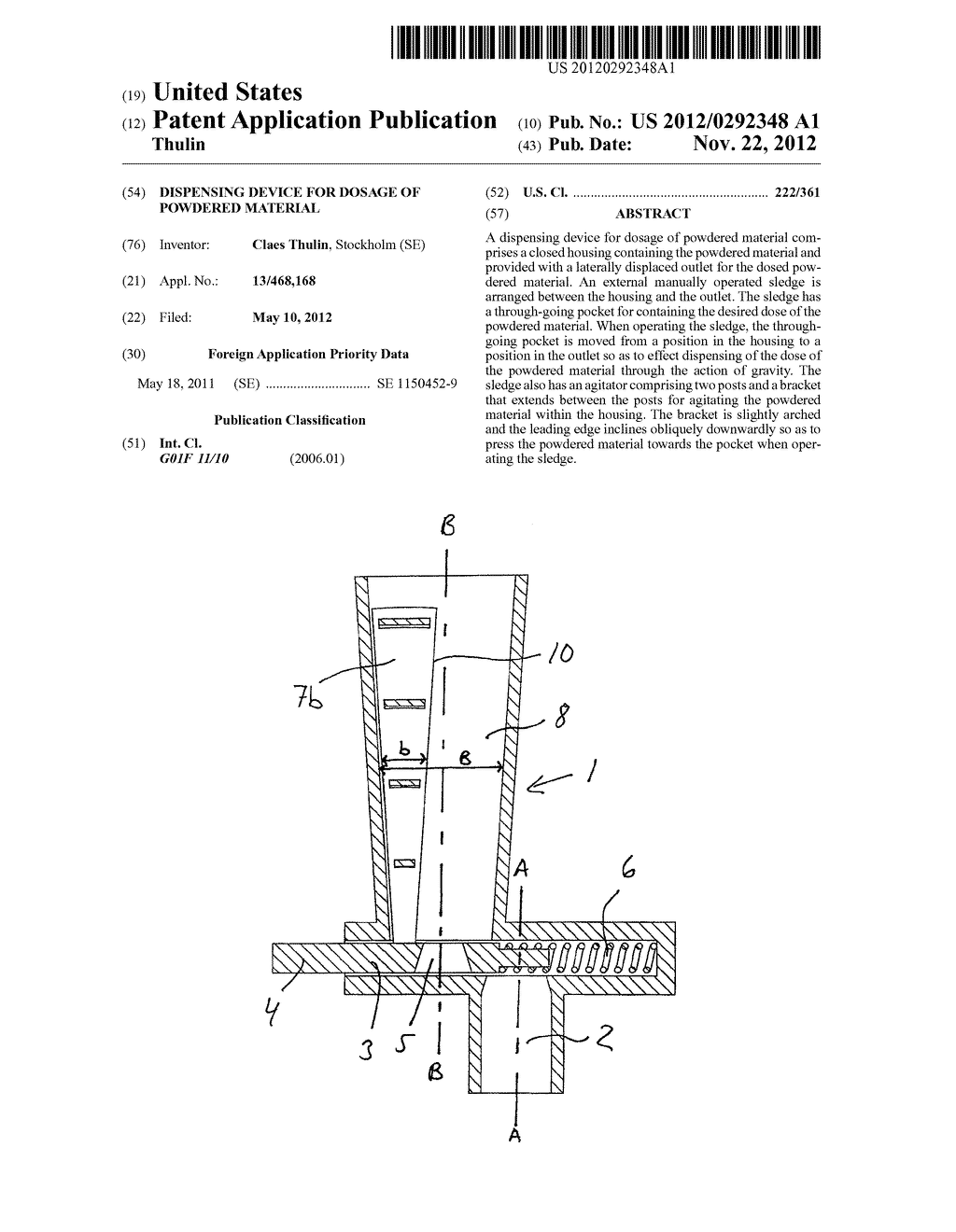 DISPENSING DEVICE FOR DOSAGE OF POWDERED MATERIAL - diagram, schematic, and image 01