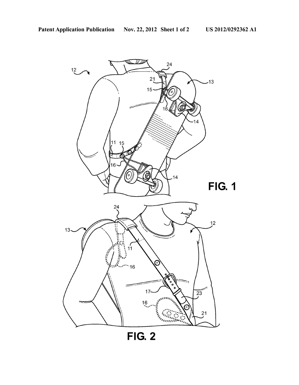 Combination Skateboard Shoulder Strap and Garment Belt - diagram, schematic, and image 02