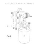 Pneumatic spray gun with finger adjustable spray control diagram and image