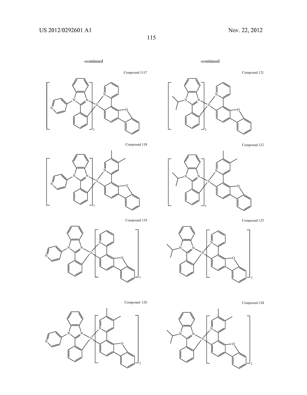 PHOSPHORESCENT HETEROLEPTIC PHENYLBENZIMIDAZOLE DOPANTS AND NEW SYNTHETIC     METHODOLOGY - diagram, schematic, and image 119