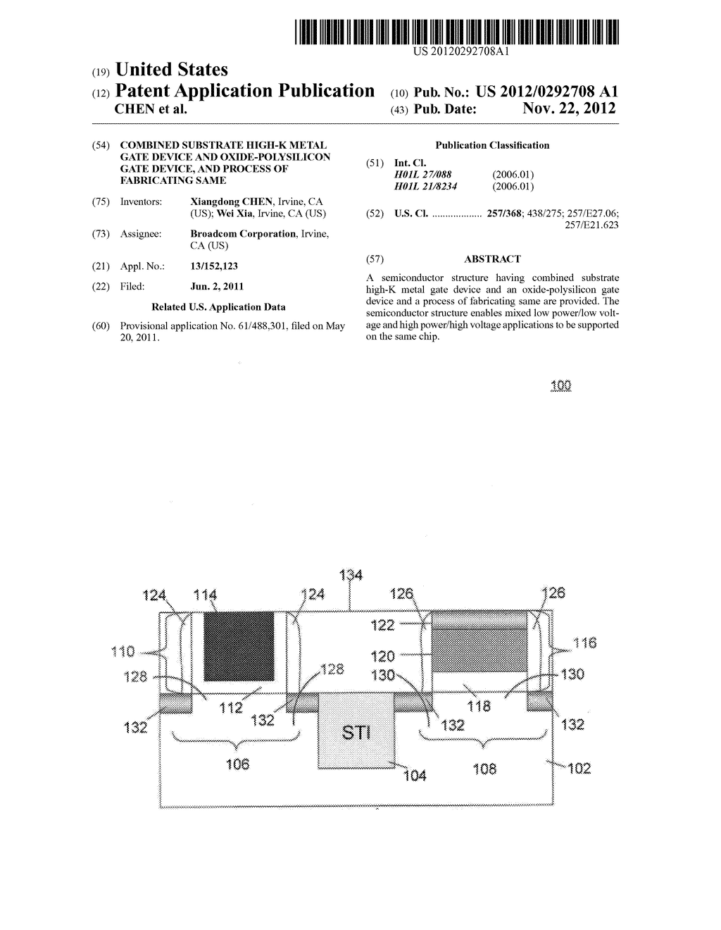 Combined Substrate High-K Metal Gate Device and Oxide-Polysilicon Gate     Device, and Process of Fabricating Same - diagram, schematic, and image 01